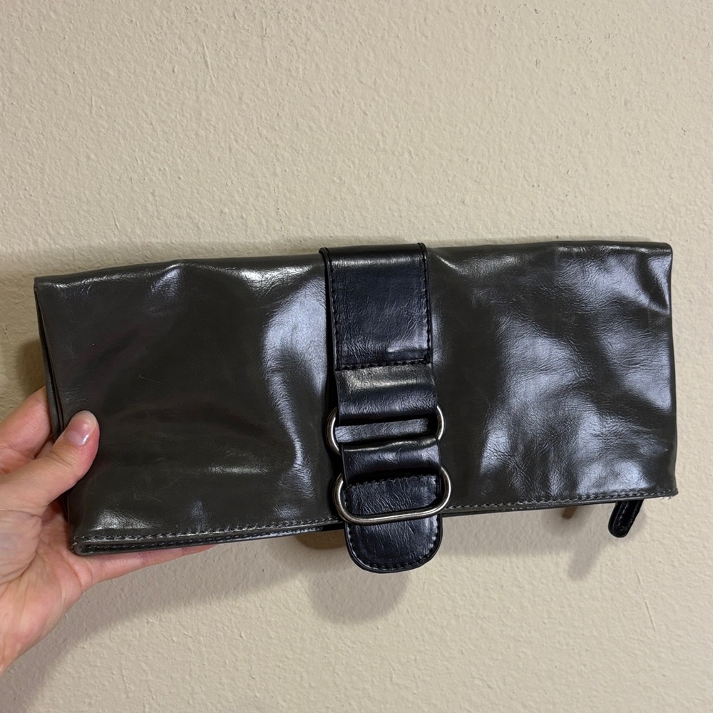 Shiraleah Black Leather Clutch with Buckle